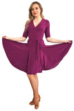 Purple Wrap Latin Dress - DanceLuxe Boutique