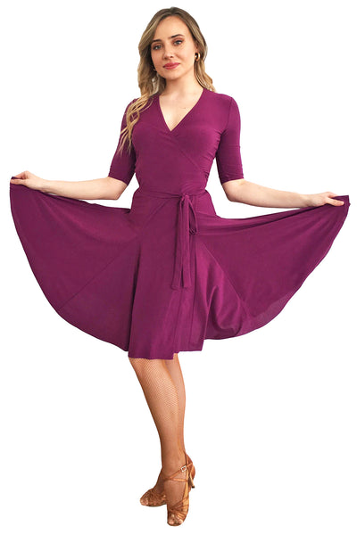 Purple Wrap Latin Dress - DanceLuxe Boutique