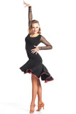 "Joanna Net Sleeve" Latin Dance Dress - DanceLuxe Boutique