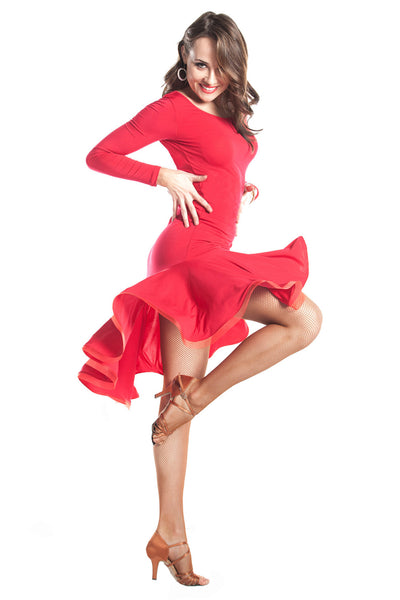 "Joanna Red" Latin Dance Dress - DanceLuxe Boutique