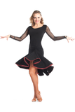 "Joanna Net Sleeve" Latin Dance Dress - DanceLuxe Boutique
