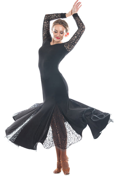 "Grace Black Lace" Ballroom Dress - DanceLuxe Boutique