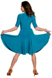 Teal Wrap Latin Dress - DanceLuxe Boutique