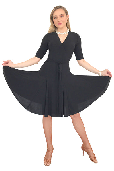 Black Wrap Latin Dress - DanceLuxe Boutique